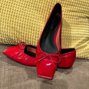 Red, flats with cute details